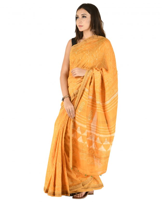 Handwork Multicolor Kota Cotton Saree with Blouse - Tribes India
