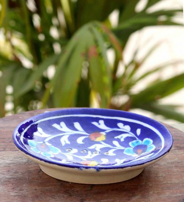 Blue Pottery Indigo Soap Dish