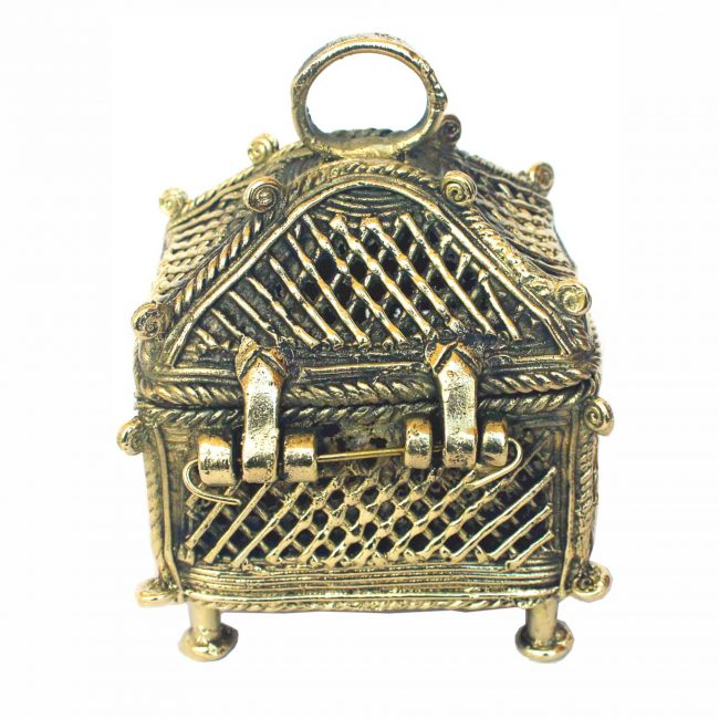 Handcrafted Metal Box – 4 Corner Brass - Tribes India